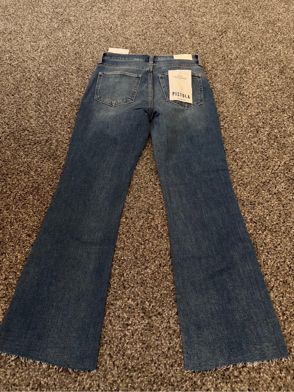 pistola Blue Cropped Flare Jeans with Raw Hem - Picture 2 of 3